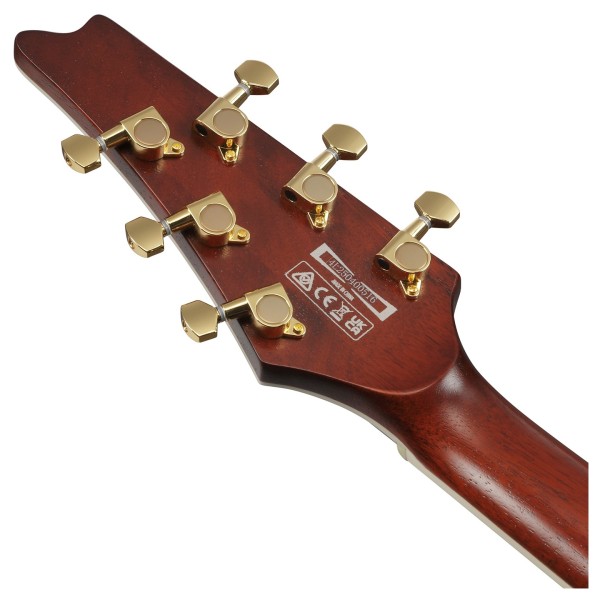 Ibanez IC420MFM, Caramel Burst Low Gloss - back of headstock