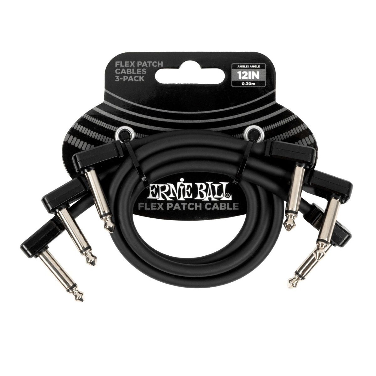 Ernie Ball P06445 12" Flex Patch Cable 3 Pack Black