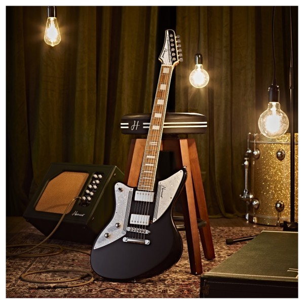 Hartwood Charger Electric Guitar Jet Black, Left Handed