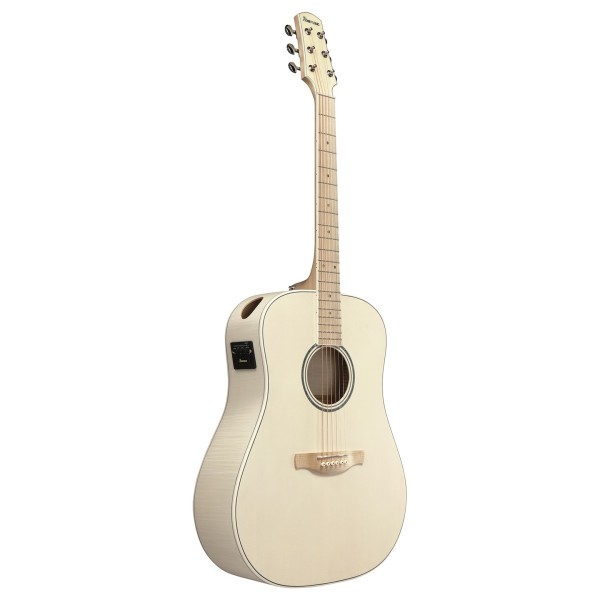 Ibanez AAD77M1E Advanced Acoustic, Open Pore Antique White - angled shot