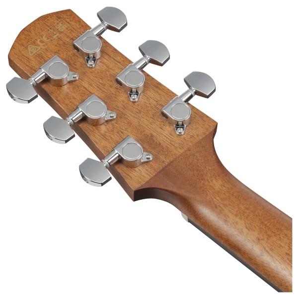 Ibanez AAD54E Advanced Acoustic, Open Pore Mahogany Sunburst - back of headstock