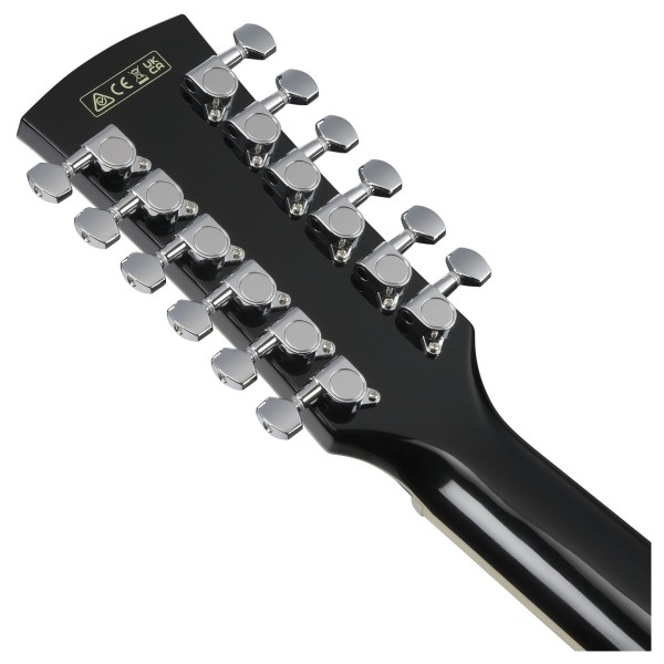 Ibanez AJ7012M1E Artwood 12-String, Black - back of headstock