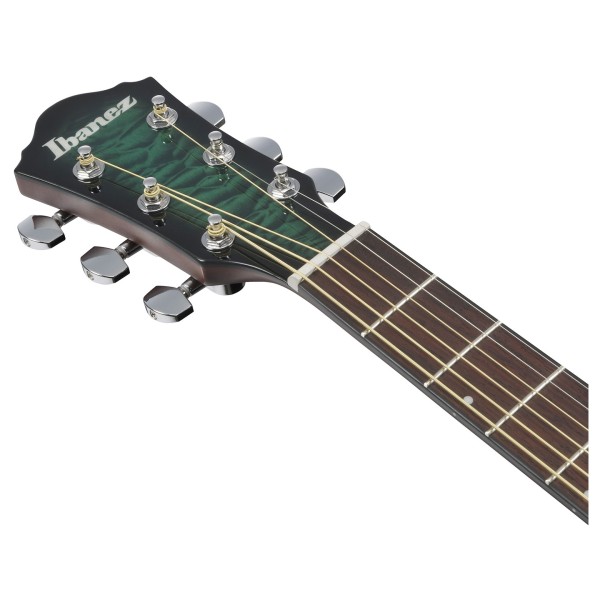 Ibanez AEWC16QA, Transparent Emerald Burst - headstock