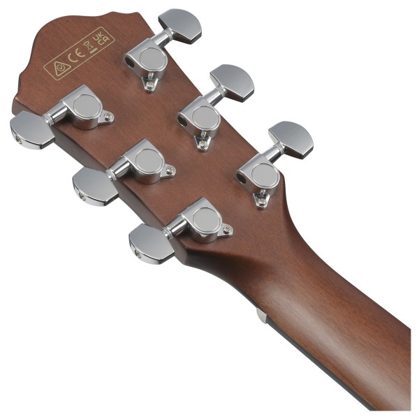 Ibanez AEWC16QA, Transparent Emerald Burst - back of headstock