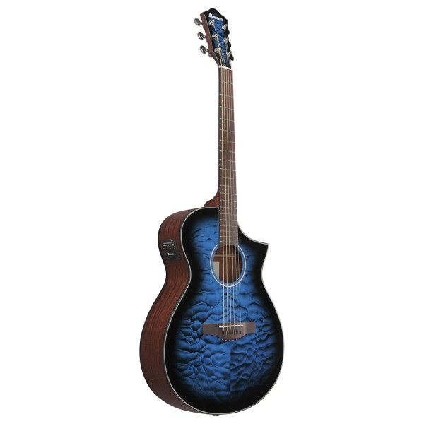 Ibanez AEWC16QA, Transparent Blue Sunburst - side view