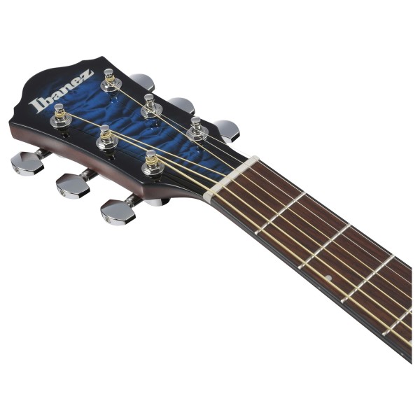 Ibanez AEWC16QA, Transparent Blue Sunburst - headstock