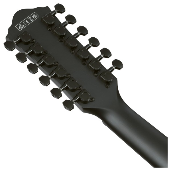 Ibanez AEG1221 12-String, Black Out - back of headstock