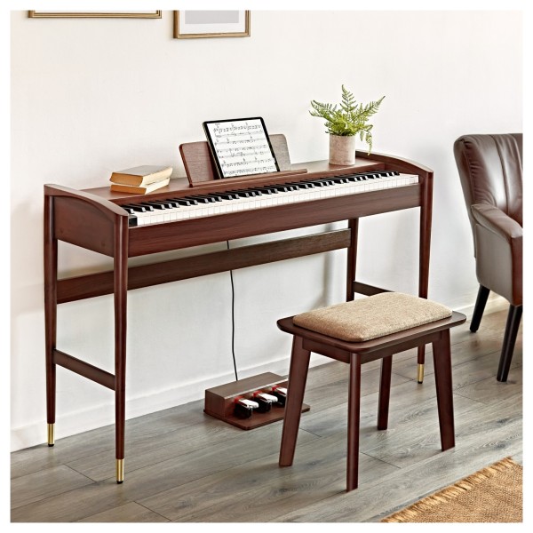 Contemporary Piano Stool by Gear4music, Walnut