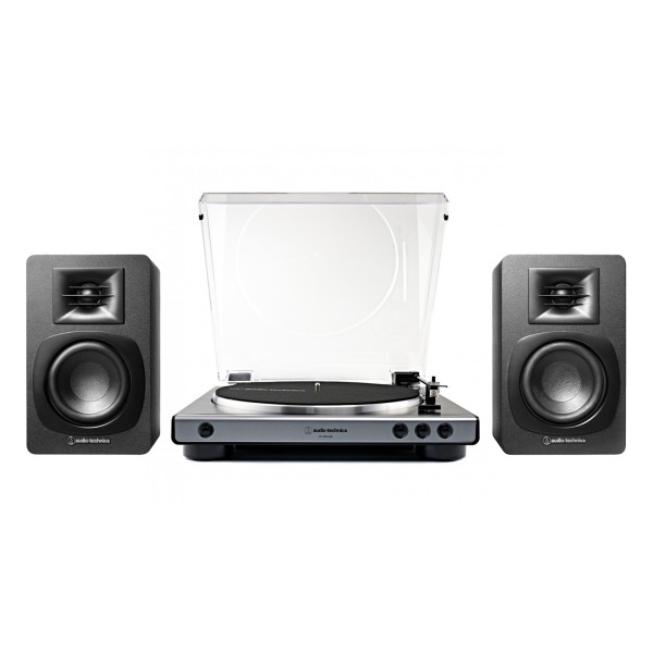 Audio Technica AT-LP60XUSB Turntable, Gun Metal & AT-SP3X Bookshelf Speakers, Black Hi-Fi Bundle