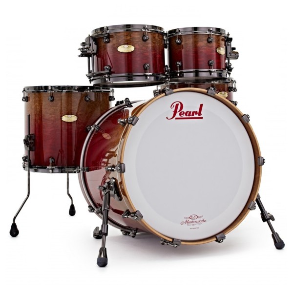 Pearl Masterworks 22'' 5pc Shell Pack, Red Fade over Eucalyptus