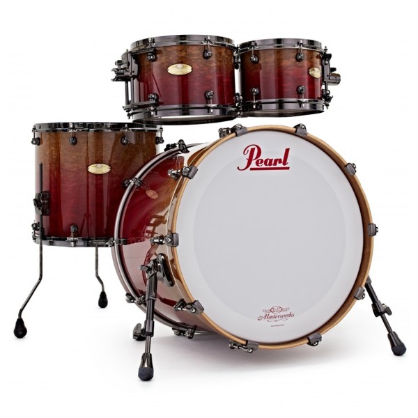 Pearl Masterworks 22'' 4pc Shell Pack, Red Fade over Eucalyptus
