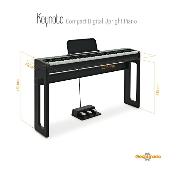 Keynote Compact Digital Upright Piano with Bluetooth, Black