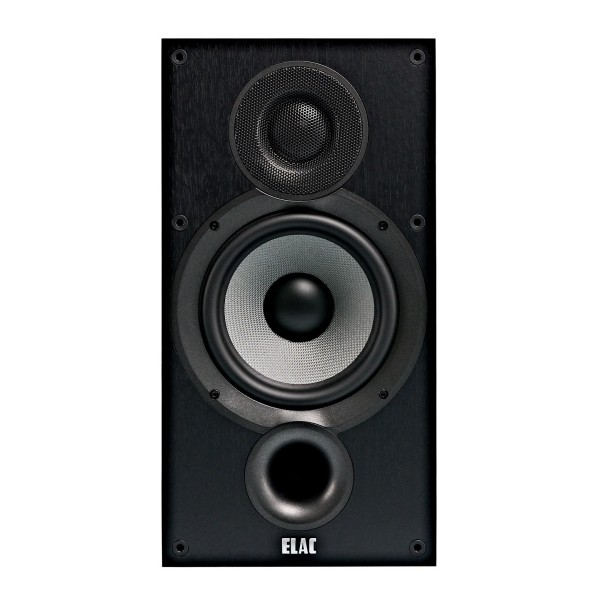 ELAC Debut B6.2 Vinyl Bookshelf Speaker (Pair), Black Ash - front sgl 