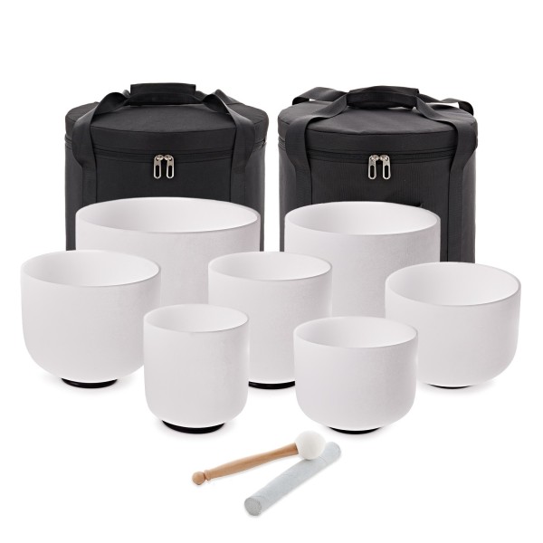 Gear4music Life Seven Piece Crystal Singing Bowl Set, 432Hz