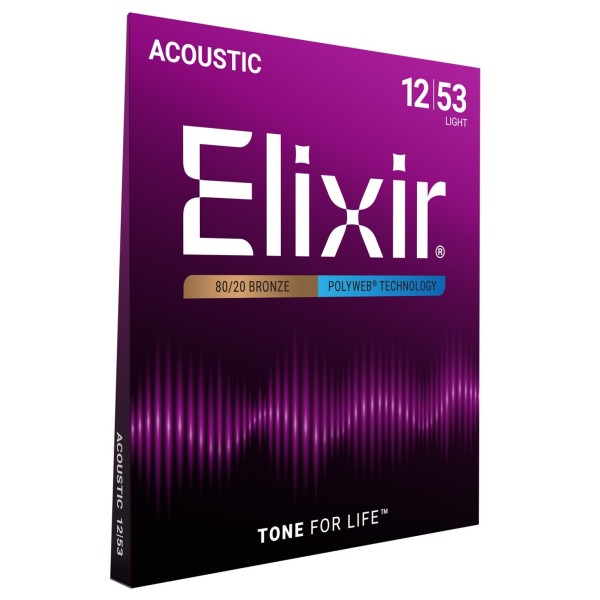 Elixir 11050 POLYWEB Light Acoustic Strings, 12-53 - side view