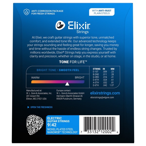 Elixir 12002 NANOWEB Super Light Strings, 09-42 - back