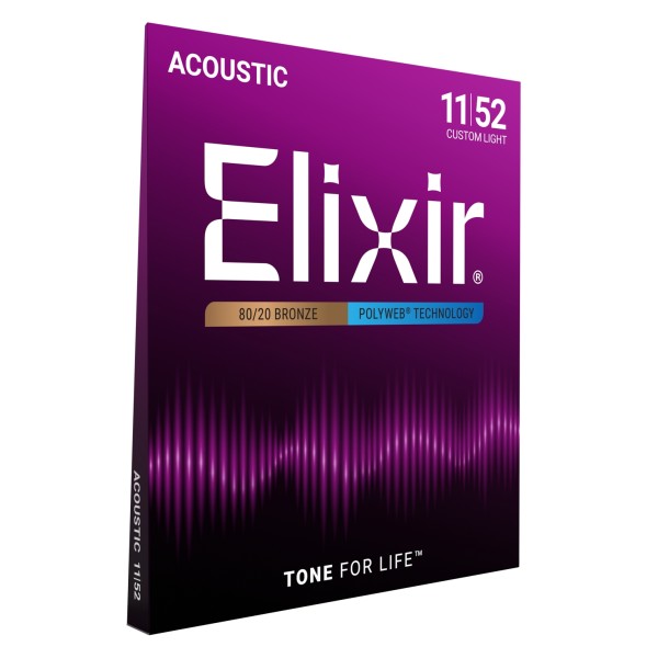 Elixir 11025 POLYWEB Custom-Light Acoustic Strings, 11-52 - side