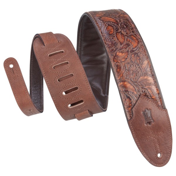 Levy's Sundance 3" Embossed Leather Guitar Strap, Brown