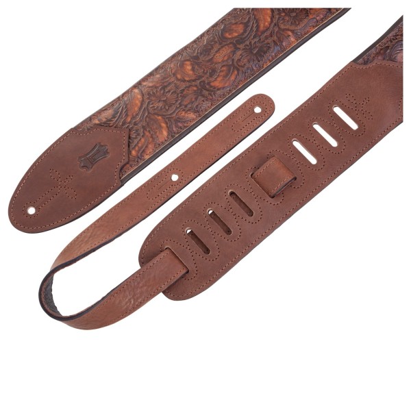 Levy's Sundance 3" Embossed Leather Guitar Strap, Brown - ends