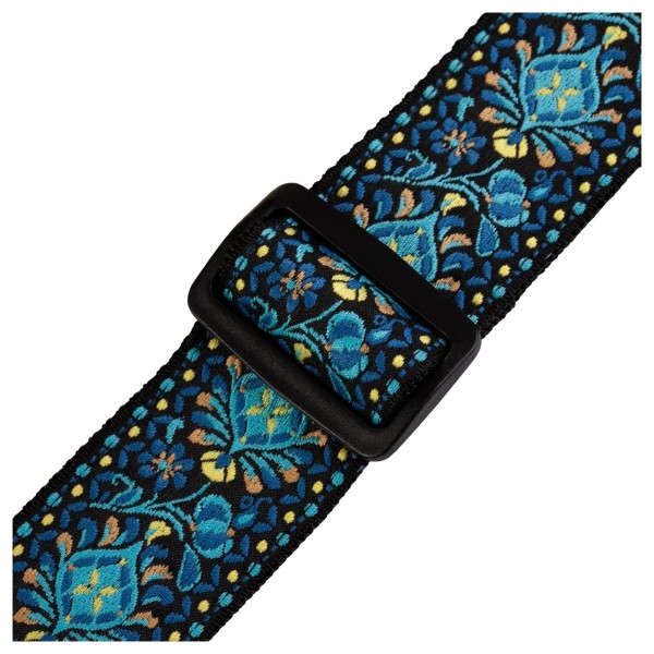 Levy's Hootenanny 2" Jacquard Weave Guitar Strap, Blue Floral - buckle