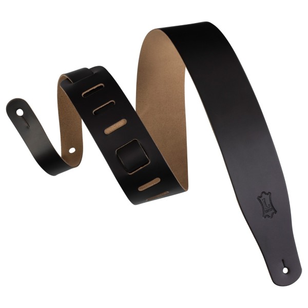 Levy's Streamline 2.5" Leather Guitar Strap, Black