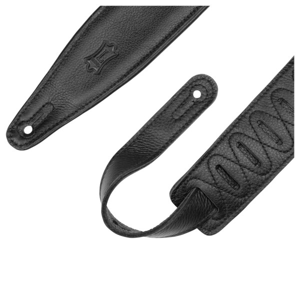 Levy's Moon Phases 2.5" Leather Guitar Strap, Black - both ends