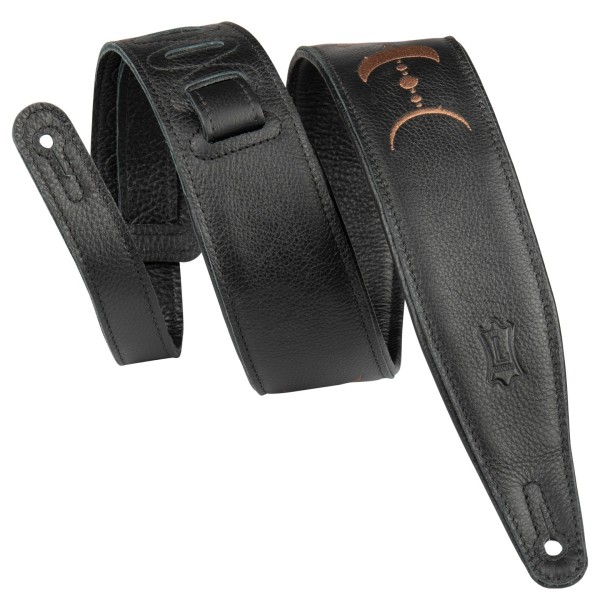 Levy's Moon Phases 2.5" Leather Guitar Strap, Black and Brown