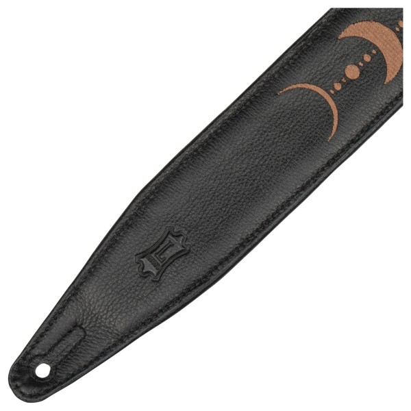 Levy's Moon Phases 2.5" Leather Guitar Strap, Black and Brown - end