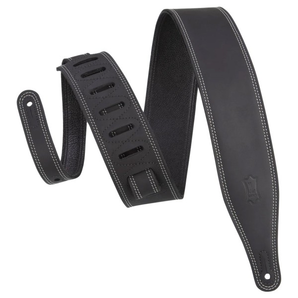Levy's Like Butter 2.5" Premium Leather Guitar Strap, Black