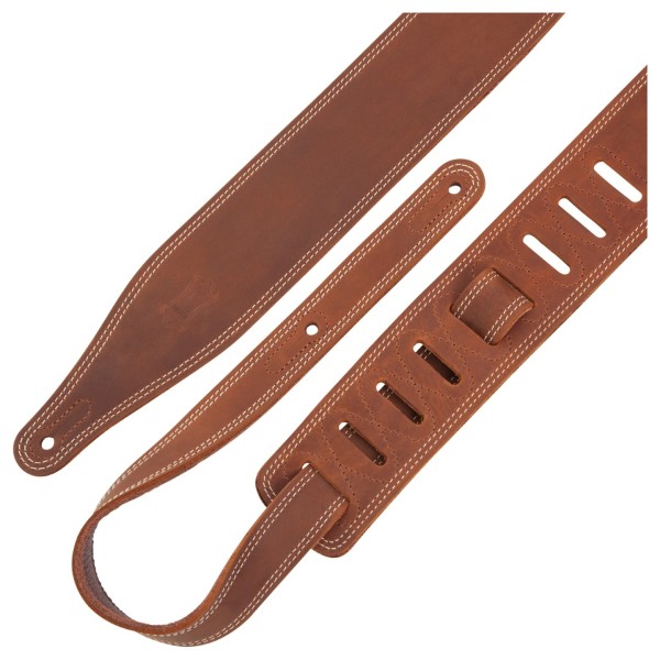 Levy's Like Butter 2.5" Premium Leather Guitar Strap, Brown - both ends