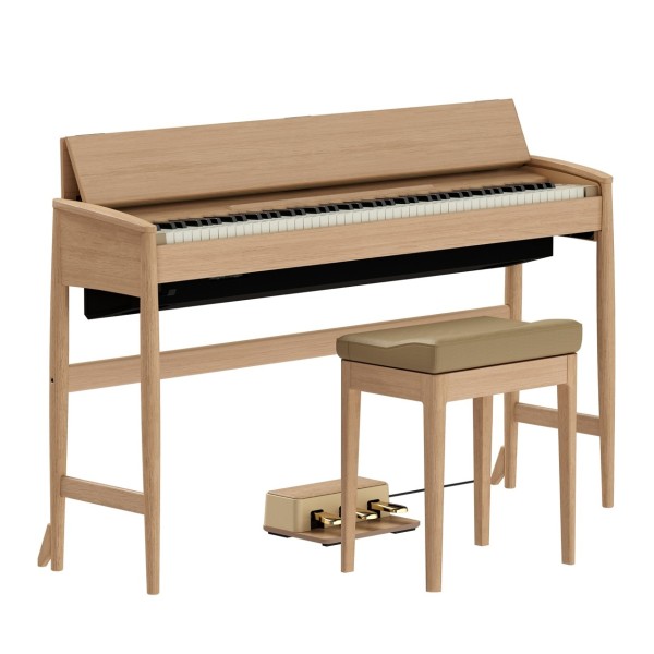Roland Kiyola KF-20 Digital Piano with Stool, Pure Oak - Angle