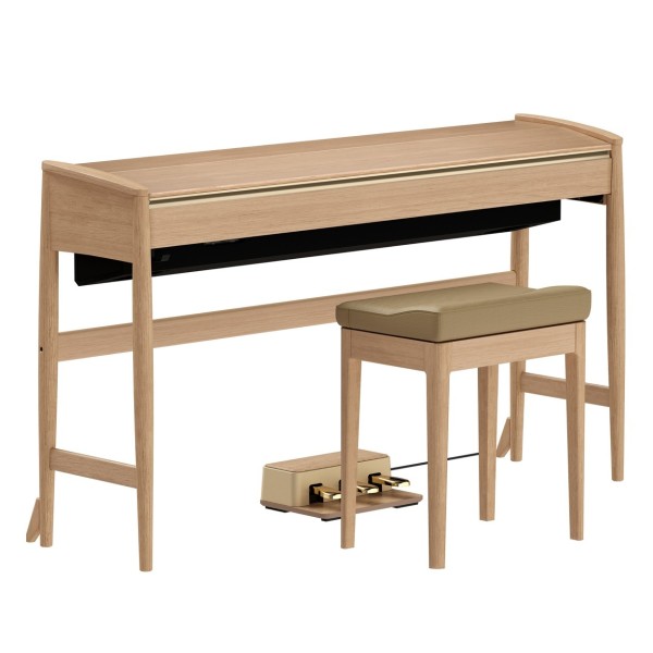Roland Kiyola KF-20 Digital Piano with Stool, Pure Oak - Angle