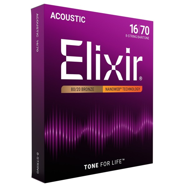 Elixir 11308 NANOWEB Baritone 8-String Acoustic Strings, 16-70 - side