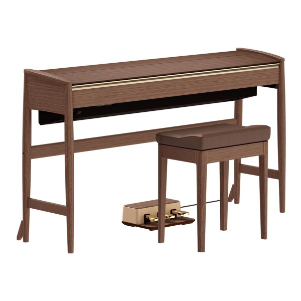 Roland Kiyola KF-20 Digital Piano with Stool, Walnut- Closed angle