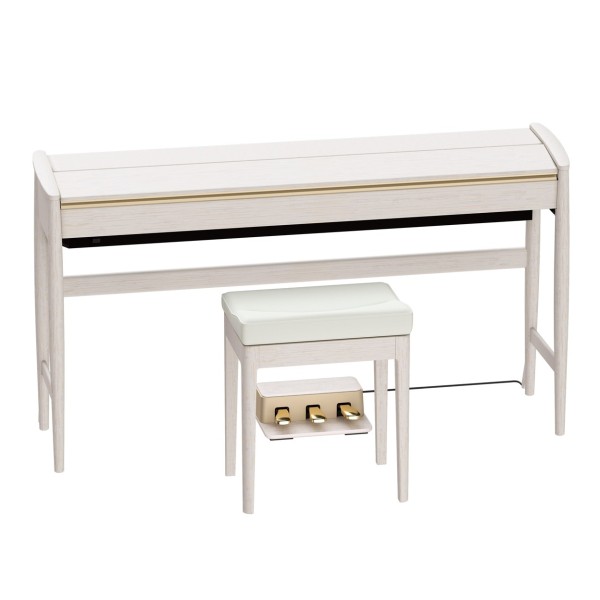 Roland Kiyola KF-20 Digital Piano with Stool, Sheer White- Angle