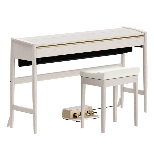 Roland Kiyola KF-20 Digital Piano with Stool, Sheer White- Angle 2