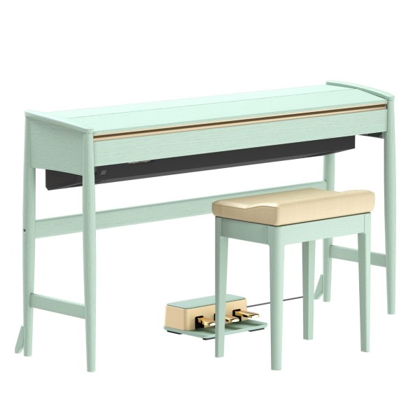 Roland Kiyola KF-20 Digital Piano with Stool, Celadon Green- Angle Closed Lid