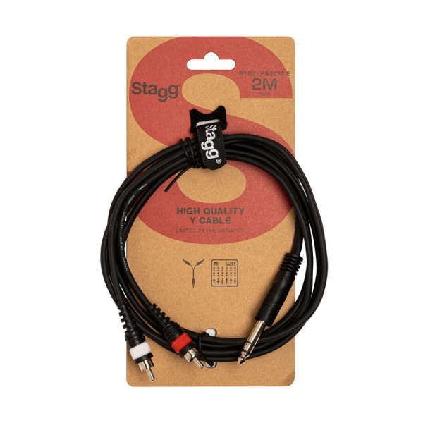 Stagg SYC Stereo Jack to Dual Phono Cable (2m/6ft) - SYC2/PS2CM E - Main