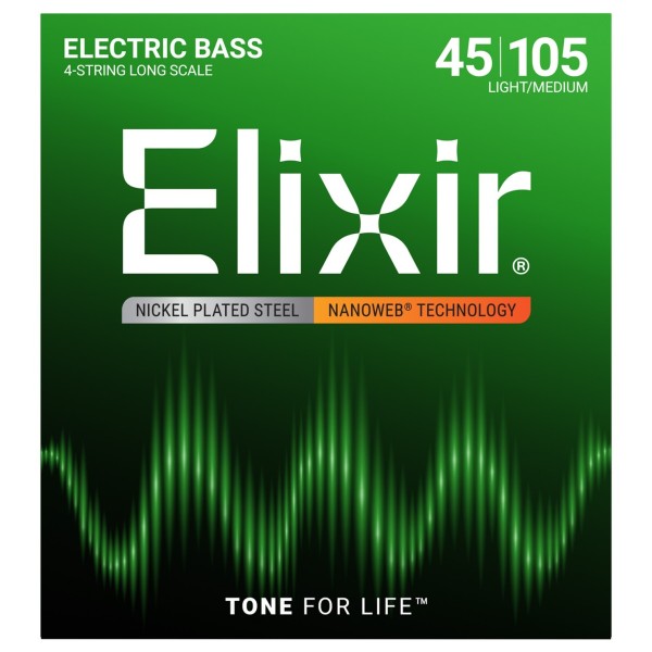 Elixir 14077 NANOWEB Nickel Plated Bass Strings, 45-105