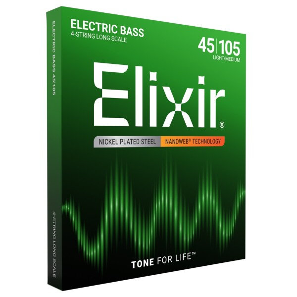 Elixir 14077 NANOWEB Nickel Plated Bass Strings, 45-105 - side
