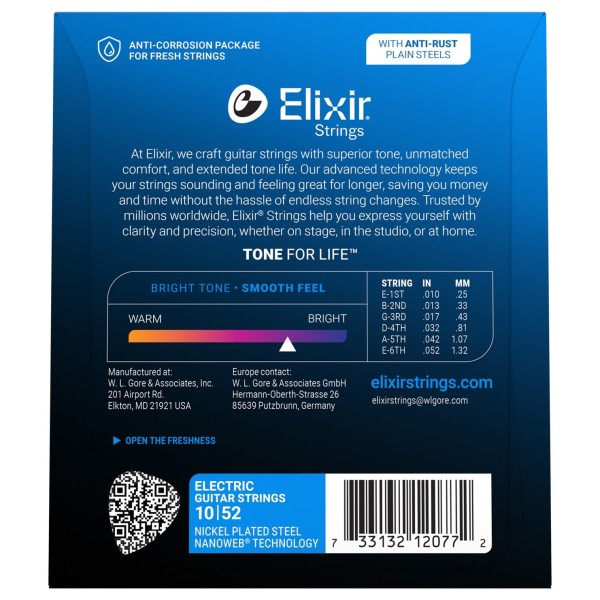 Elixir 12077 NANOWEB Light Heavy Strings, 10-52 - back