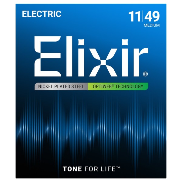 Elixir 19102 OPTIWEB Coated Electric Guitar Strings, 11-49