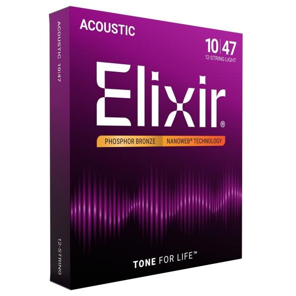 Elixir 16152 NANOWEB Phosphor Bronze 12-String Set, 10-47 - side