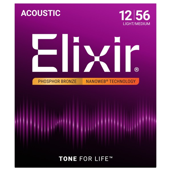 Elixir 16077 NANOWEB Phosphor Bronze Medium Light, 12-56