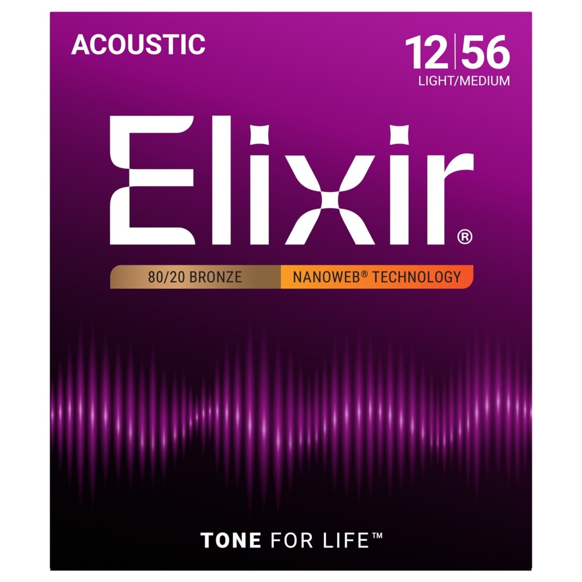 Elixir 11077 NANOWEB LT/MB Acoustic Strings 12-56