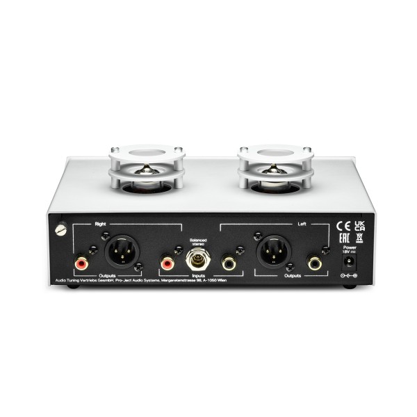 Pro Ject Tube Box S3 B Balanced Audiophile Tube Phone Stage, Silver - rear 