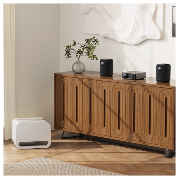 WiiM Sound and Sub Pro 2.1 Speaker Package, White - lifestyle 