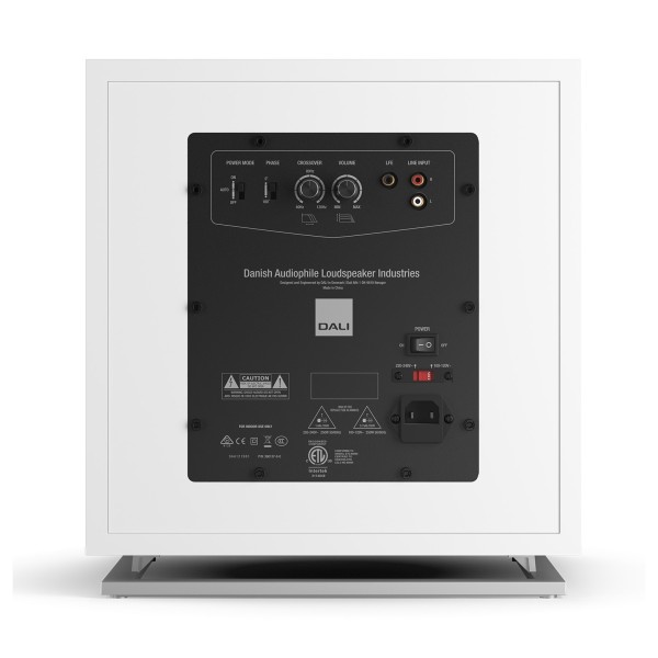 DALI E-12F Subwoofer, Satin White Back View 2