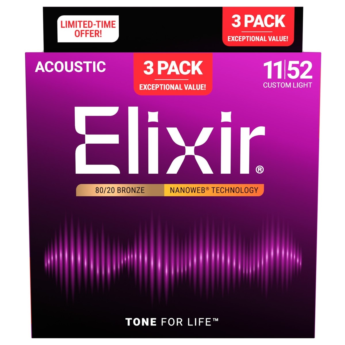 Elixir 80/20 Nanoweb 11-52 3 Pack