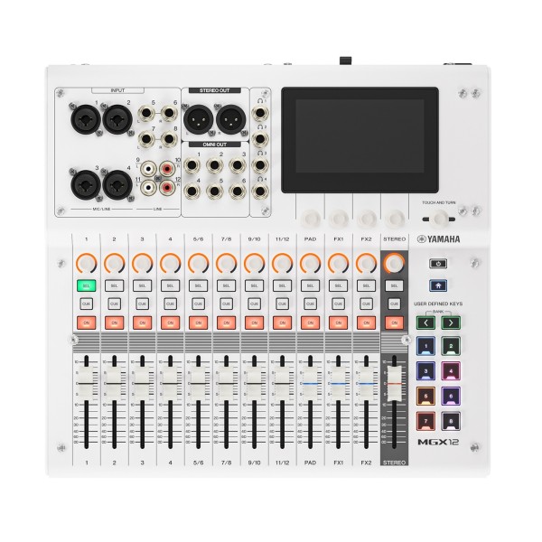 Yamaha MGX12V 12-Channel Digital Mixer with Multi-track USB and Video, White - Top